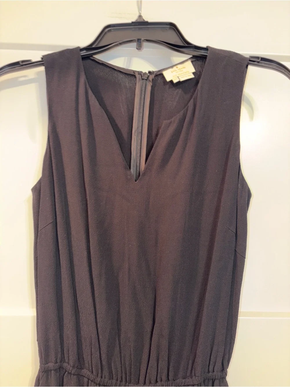 Kate Spade black fluid crepe romper shorts w/ pockets sleeveless XXS